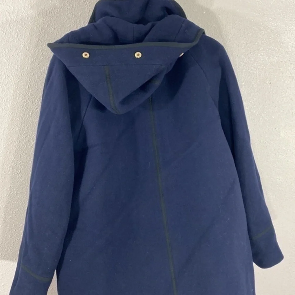 J. Crew summit Italian stadium cloth navy blue gold wool hooded parka coat 4